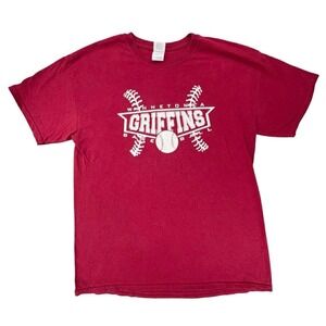 Vintage Winnetonka Griffins‎ Baseball T-Shirt Gildan Ultra Cotton Red Size Large